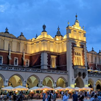 Cloth Hall at night, one of the best things to do in Krakow