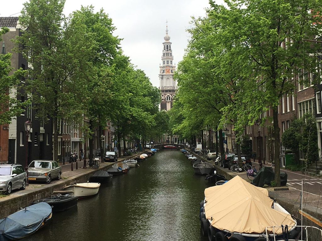 Amsterdam river clock tower