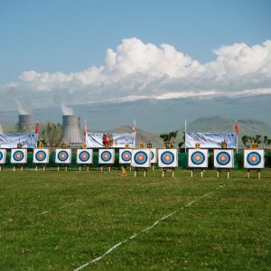 Archery field in Echmiadzin Armenia for the European Junior Cup, an athletics competition.