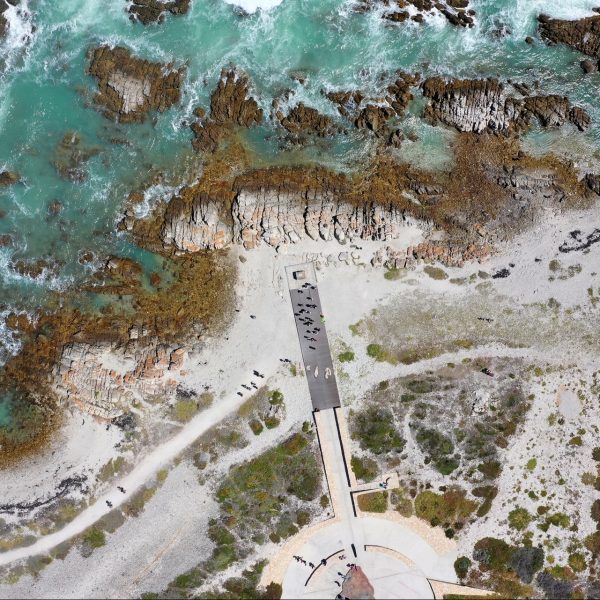 Cape Agulhas' delta formation from above.