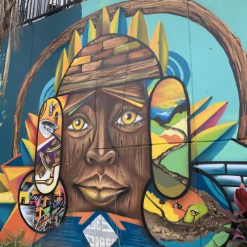 During her solo trip to Comuna 13, Leesa came across many street murals such as this colorful one representing Colombia's native roots.