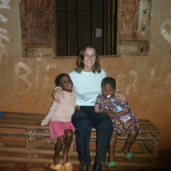 Kylie and some of the neighborhood kids she met while studying in Cameroon.