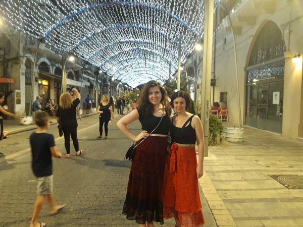 Alana and a friend in downtown Haifa, which Alana visited during her Hillel trip.