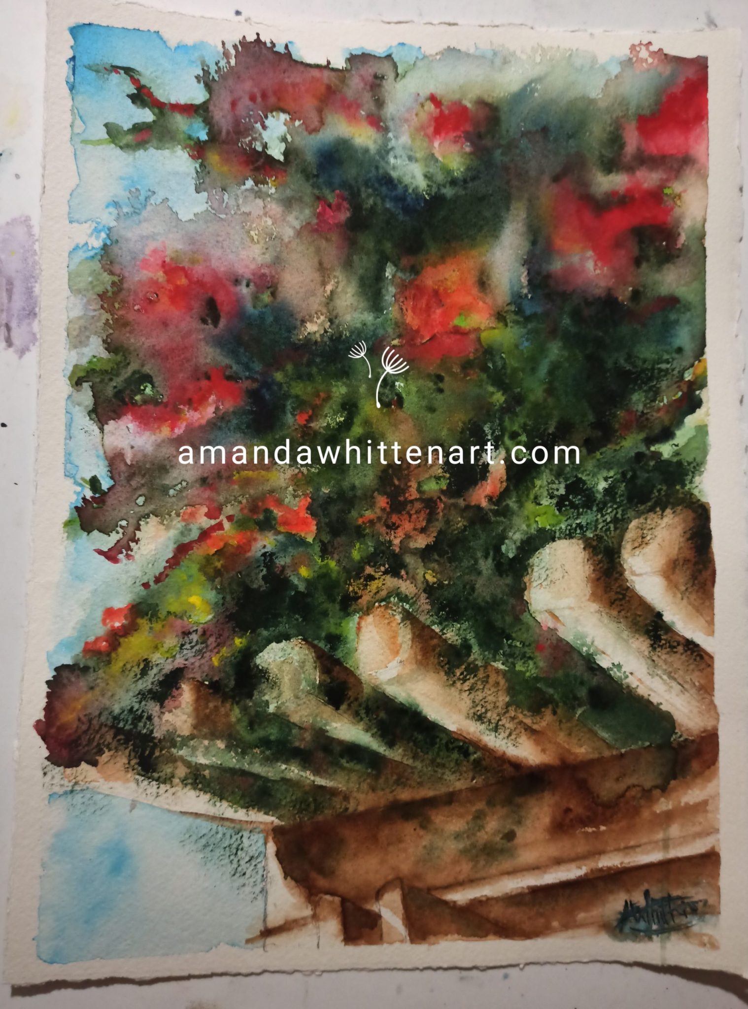 Inspired by moving to Tenerife, Amanda painted some flowers on a trellis