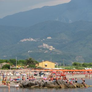 A view of the beach in Sarzana, Italy.