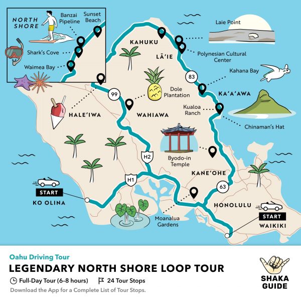 Shaka Guide Legendary North Shore Loop Map