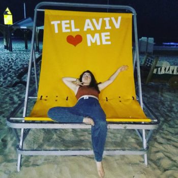 Alana at Tel Aviv Beach on her last night in Israel with Hillel.