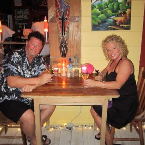 Ed and his wife before traveling to Belize City from Caye Caulker