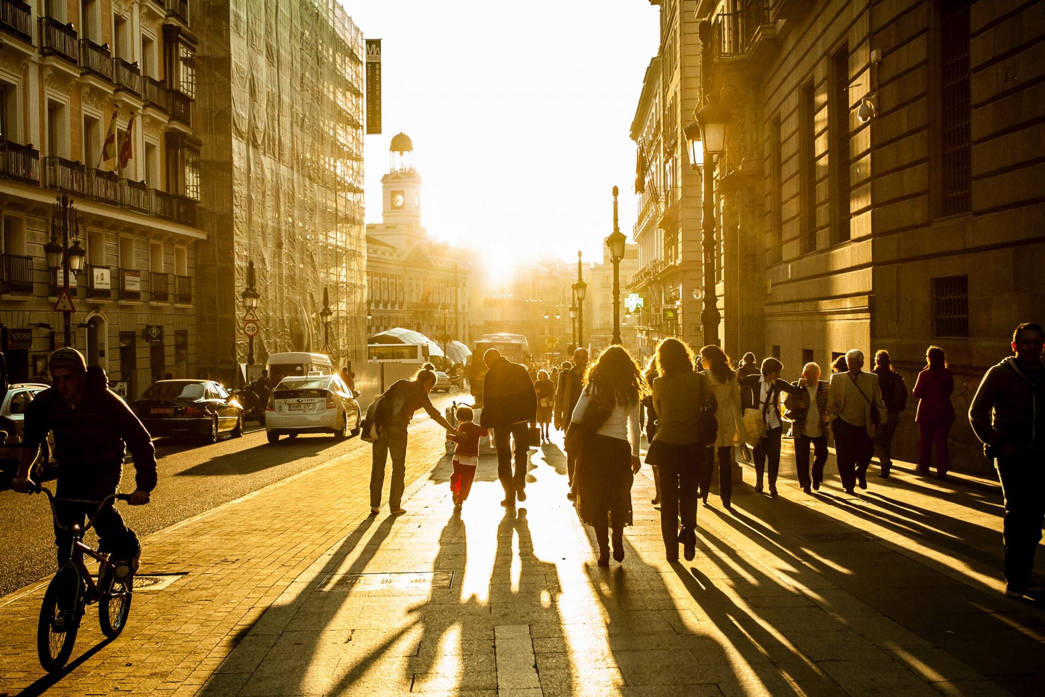 A photo of people walking into the sunset in Madrid, which Timisha saw after she moved to Spain.