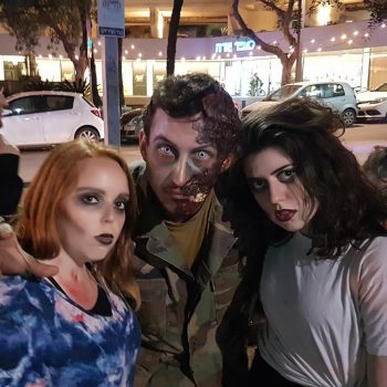 Alana and her Hillel friends at the zombie walk in Tel Aviv